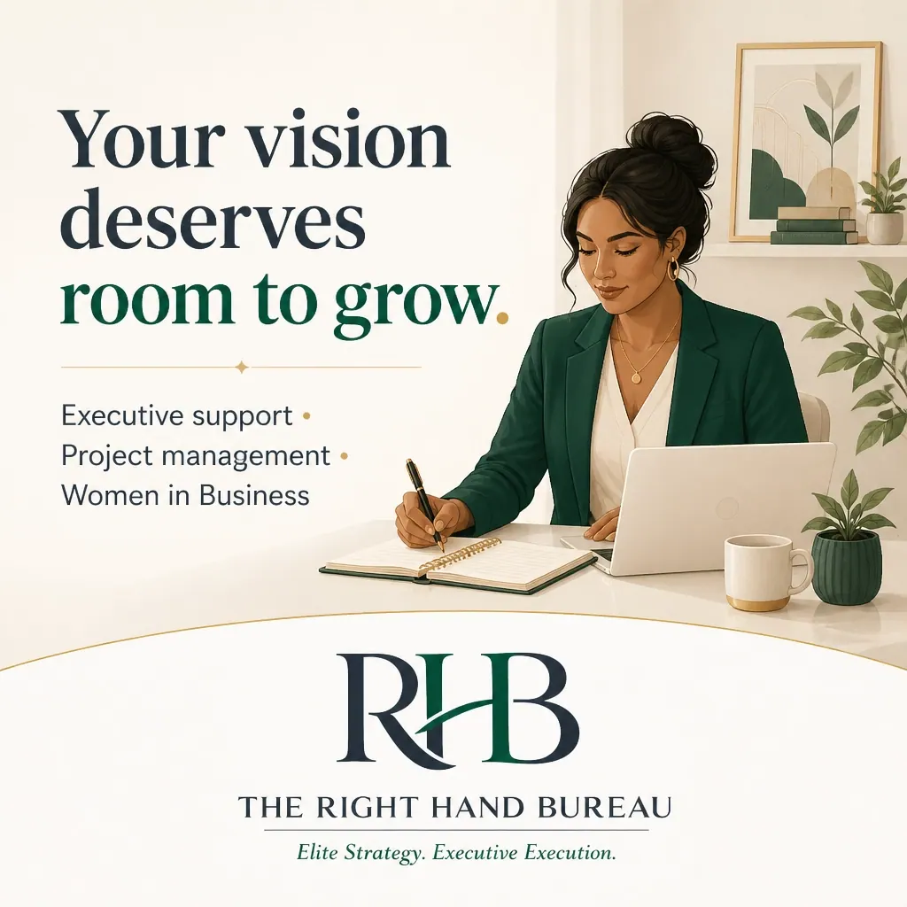 The Right Hand Bureau branded graphic with the words "Make Room for Your Vision"