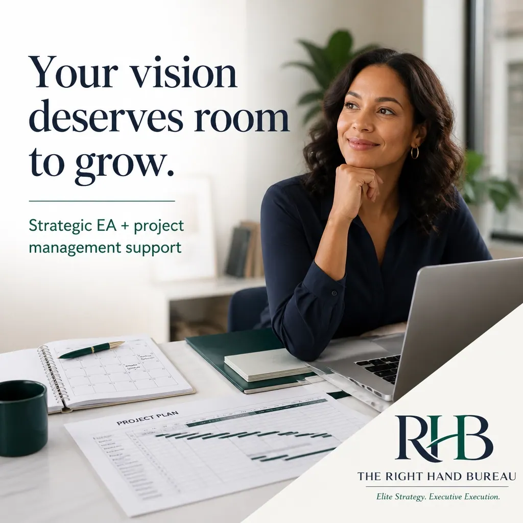 The Right Hand Bureau branded graphic with the words "Make room for the work only you can do"