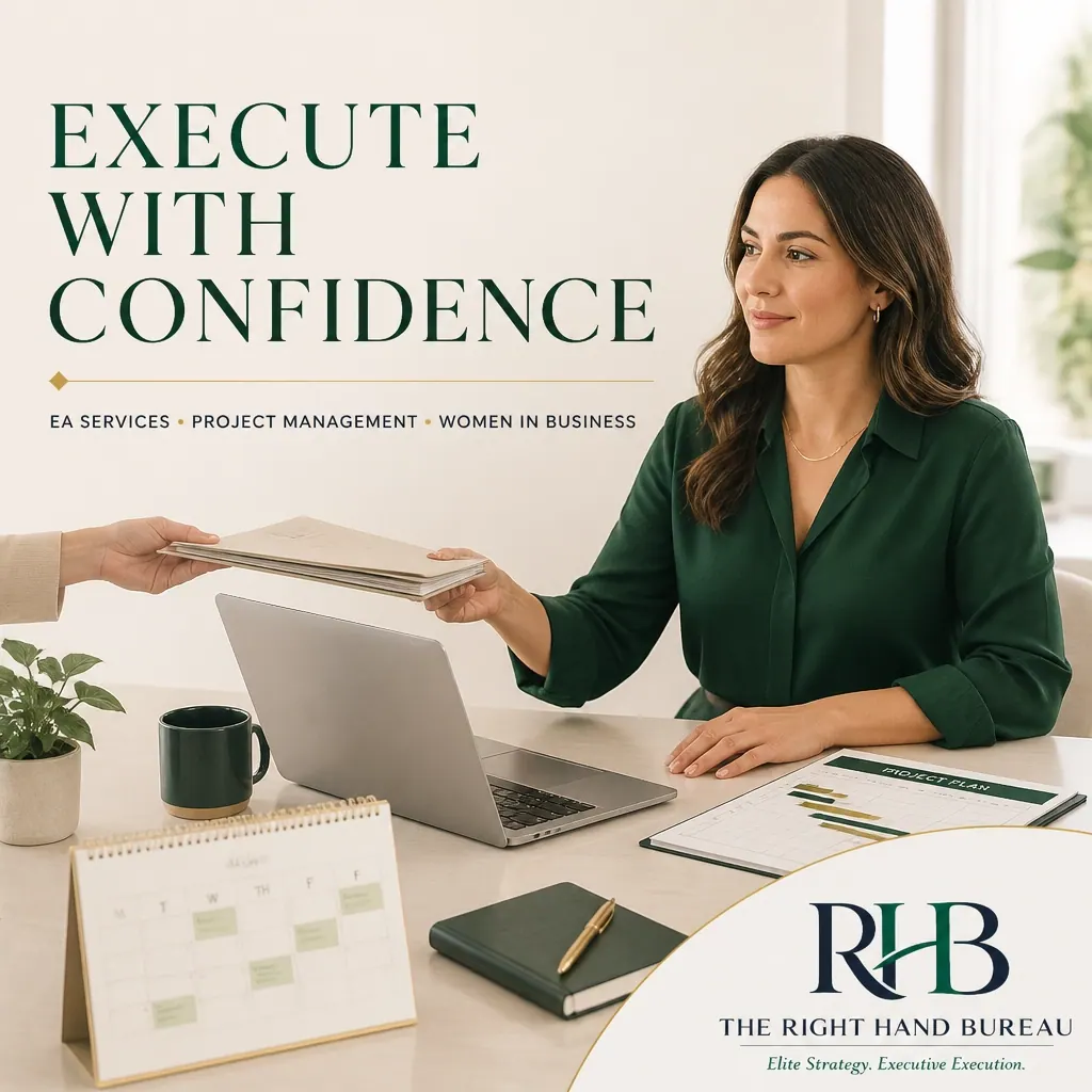The Right Hand Bureau branded graphic with the words "Execute With Confidence"
